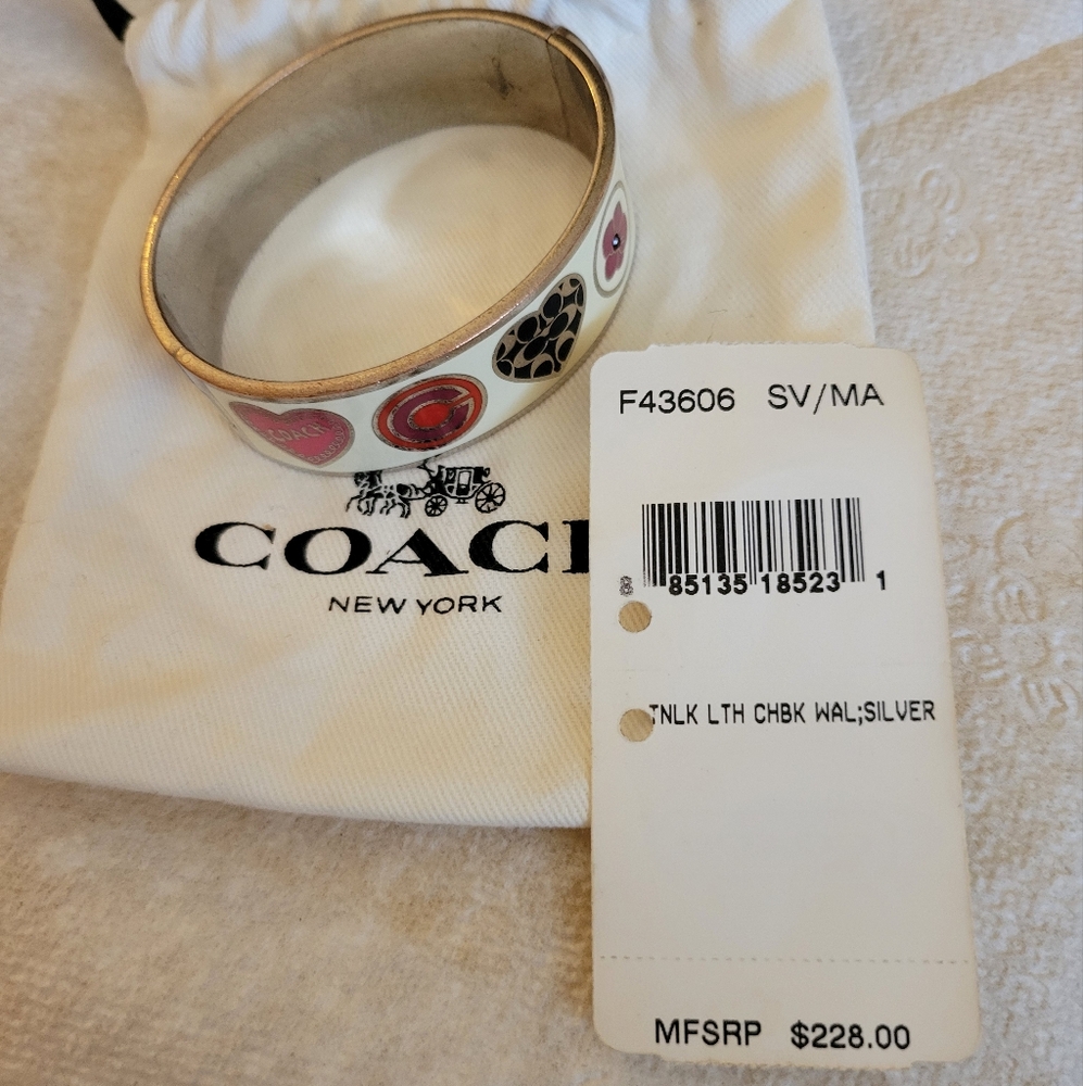 Coach Poppy Multi Heart Floral Bangle Bracelet